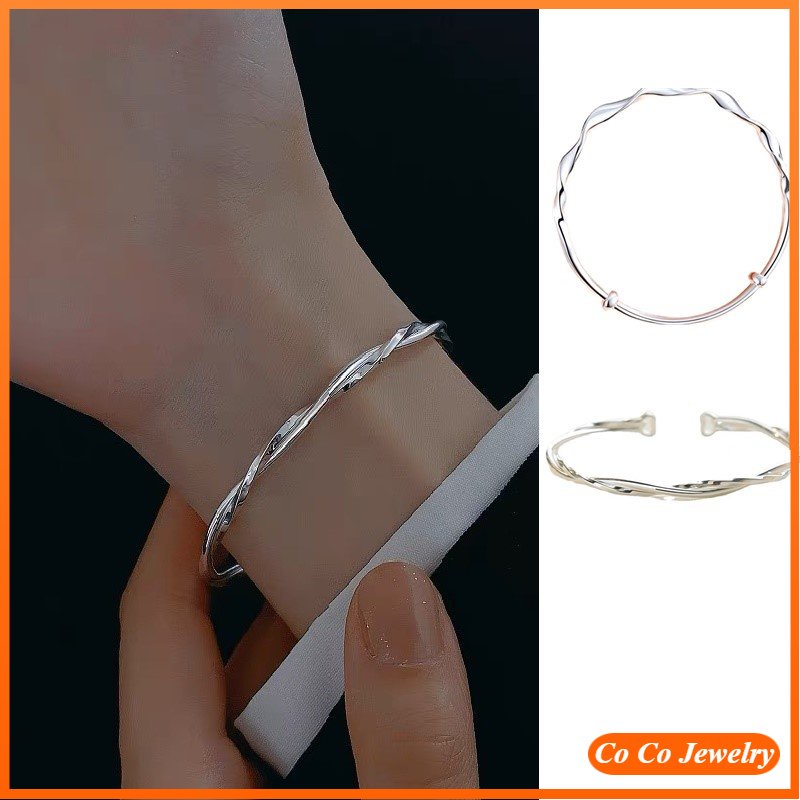 925grm New Gelang Wanita Motif Gelombang Desain Kecil Sederhana Dan Serbaguna Gaya Pasangan