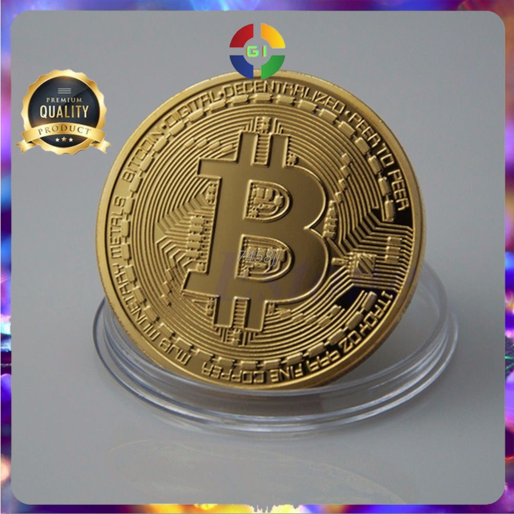 Gold Plated Bitcoin Miniatur - Golden