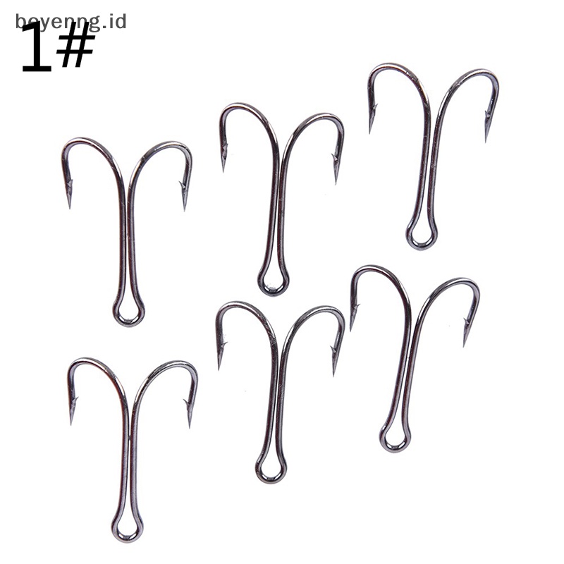 Beyen 50 Pcs Ganda Baja Karbon Tinggi Hitam Memancing Kait Jangkar Ganda Air Asin 50pcs Kait Pancing Ganda Pengikat Lalat Kecil Kait Jangkar Ganda 50pcs Ganda Baja Karbon Tinggi Doubl