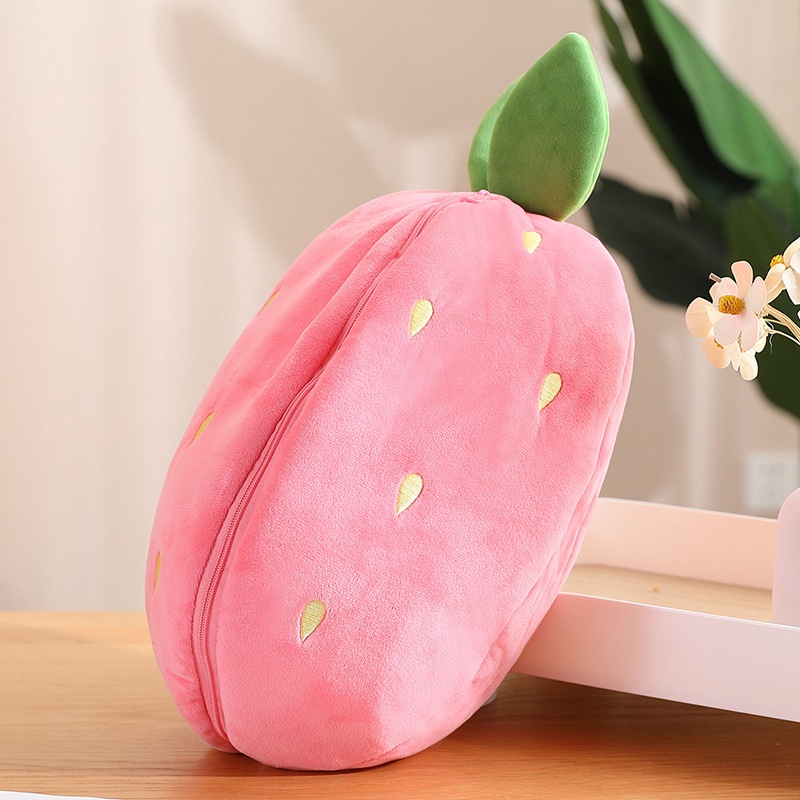 Strawberry Rabbit Plush Cute Bunny Telinga Panjang 2in1 Buah Hewan Boneka Boneka Wortel Outfit Kostum Boneka Cosplay Mainan Mewah