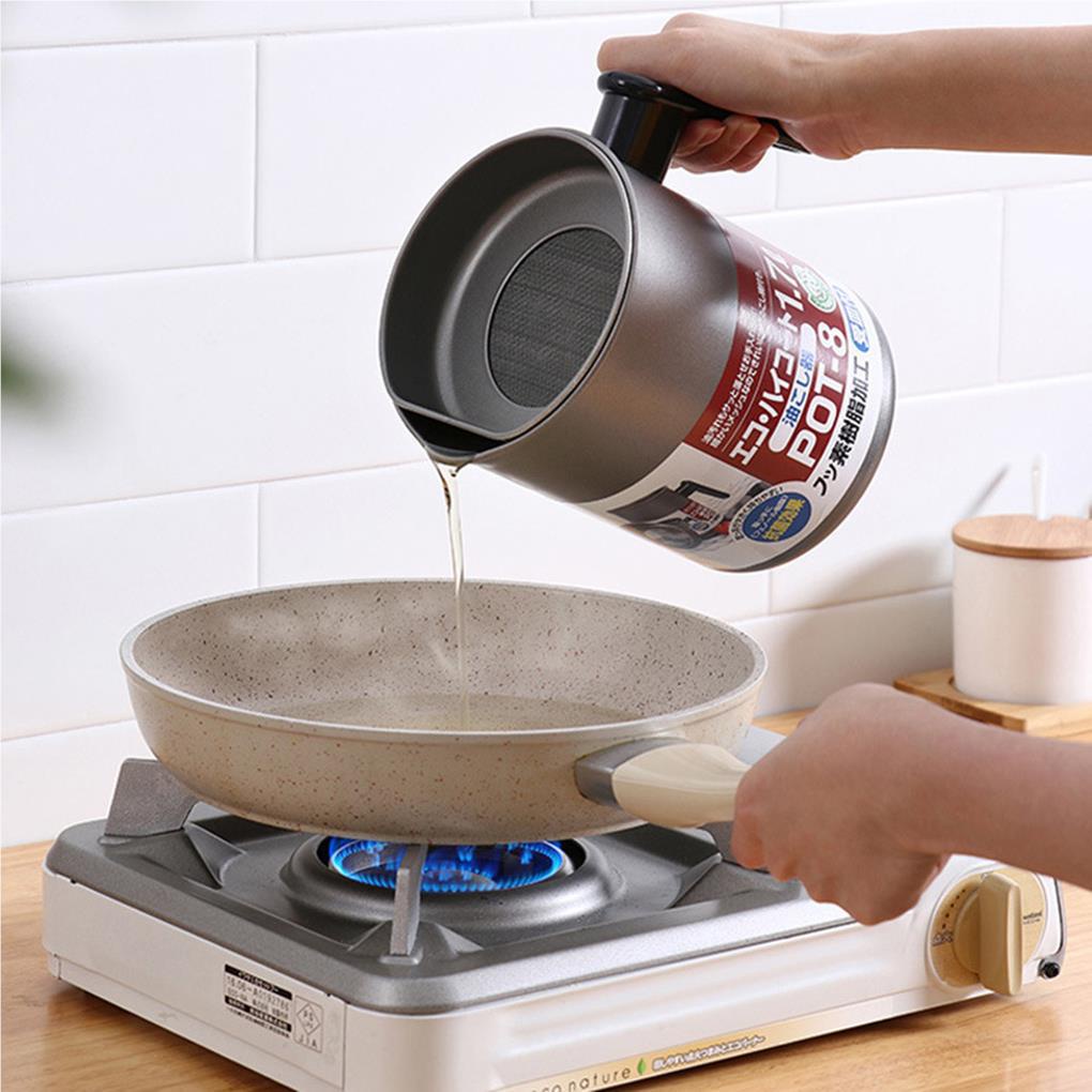 Wadah Dispenser Minyak Goreng Dapur Stainless Steel Cooking Oil Pot Dengan Botol Saringan