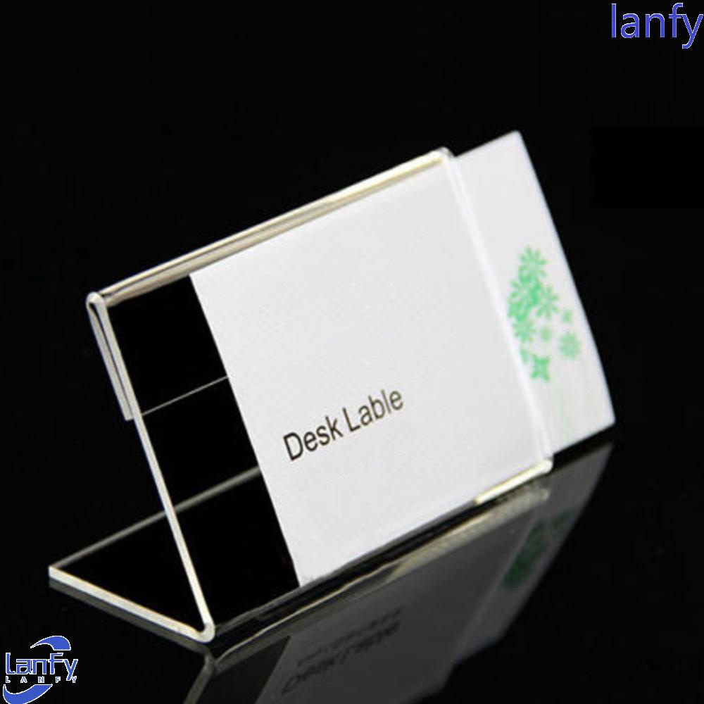 Lanfy Label Holder 25Pcs 20x40mm Mini Desk Sign Akrilik Display Stand