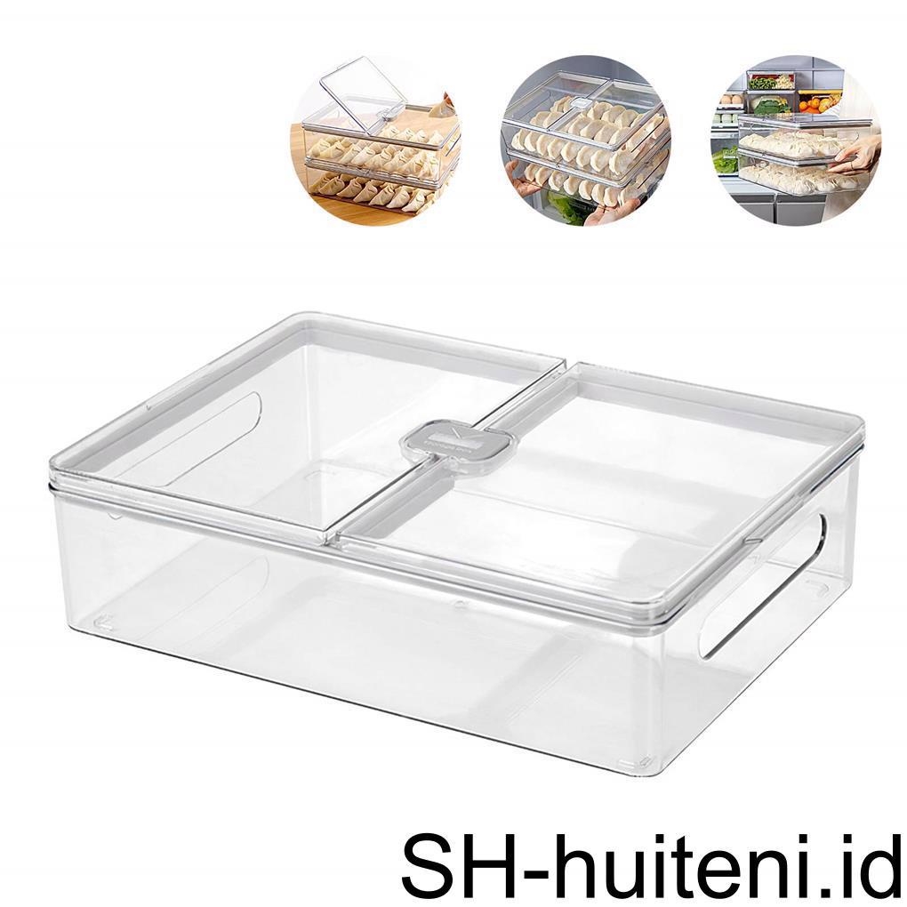 Stackable Flip Refrigerator Storage Box Breathable Kitchen Kotak Pengawet Pangsit Kulkas Kapasitas Besar Transparan Disegel Karton Dengan Flip Untuk Kulkas Dapur Rumah