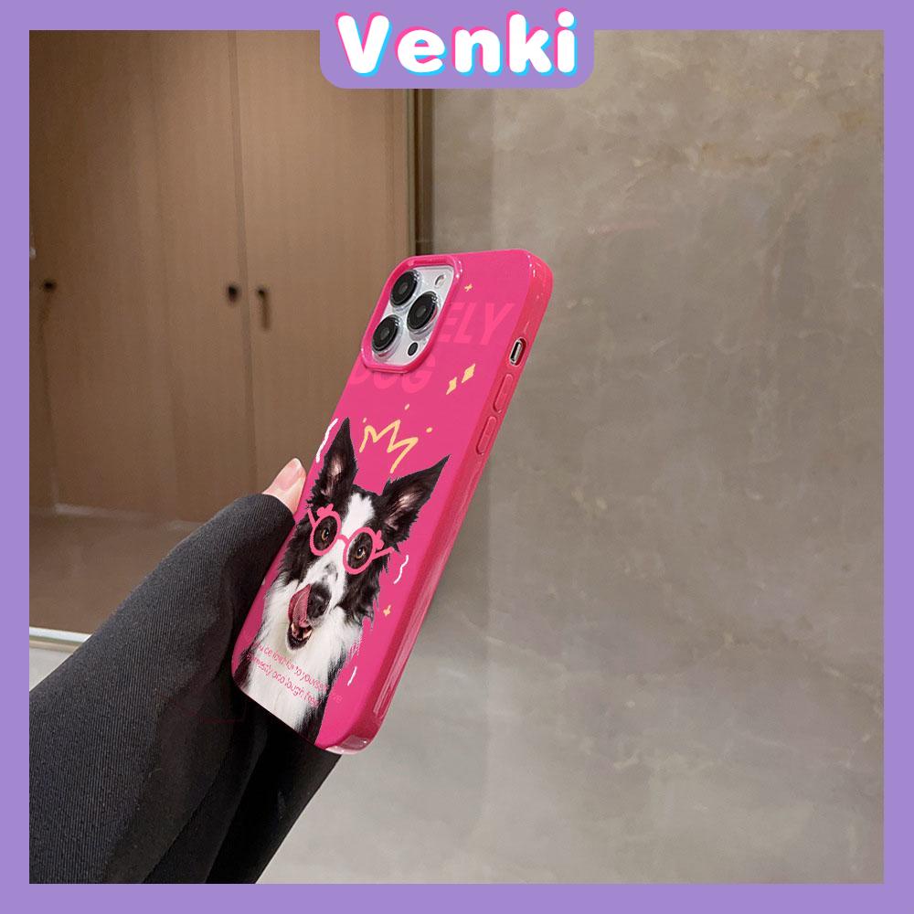 VENKI - For iPhone 11 iPhone Case Red Glossy TPU Soft Case Shockproof Protection Camera Cute Glasses Good Dog Compatible with iPhone 14 13 Pro max 12 Pro Max xr xs max 7Plus 8Plus