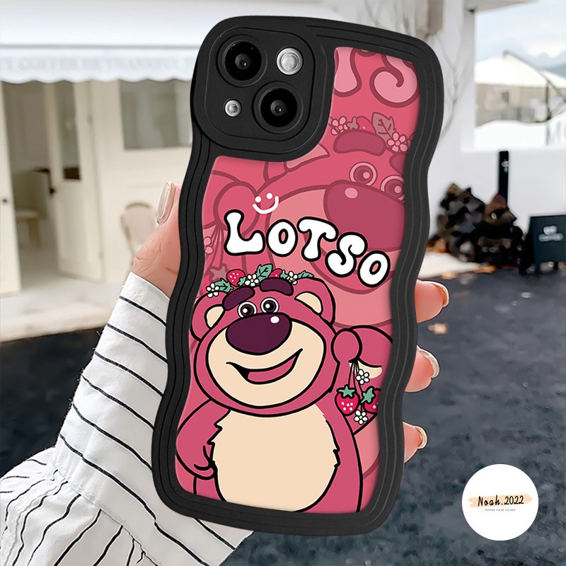 Case Untuk VIVO Y36 Y02s Y22 Y15s Y12 Y16 Y12i Y21s Y11 Y02 Y20 Y17 Y21 Y35 V25E Y33s Y15 Y12s Y91 Y30 V25 Y91C Y22s V21 Y15A Lembut Bergelombang Tepi Lucu Kartun Strawberry Bear Manyo Case