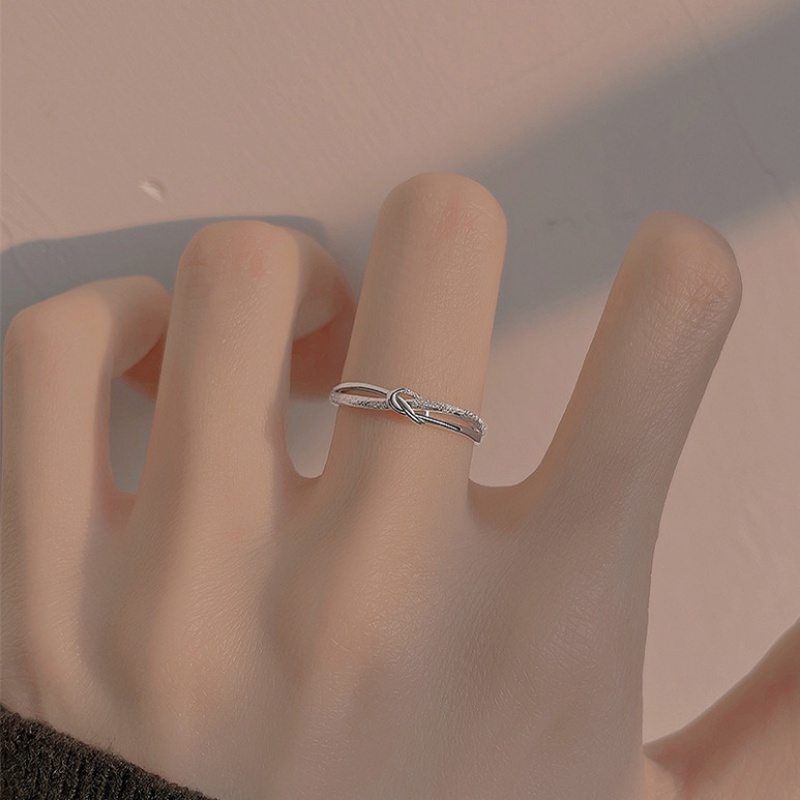 Kami Bunga Korea S925 Perak Matte Cinta Simpul Cincin Untuk Wanita Gadis Minimalis Trendi Geometris Memutar Garis Rings Elegan Fashion Jari Perhiasan Hadiah