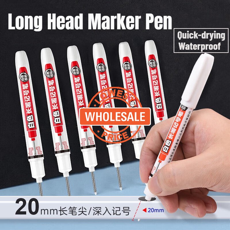 [Harga Grosir] [Unggulan] 20mm Woodworking Marking Pen Spidol Permanen Penanda Minyak Gambar Art Coret Pen Putih Kepala Panjang Deep Hole Marker Pen Untuk Logam &amp; Kayu &amp; Kaca