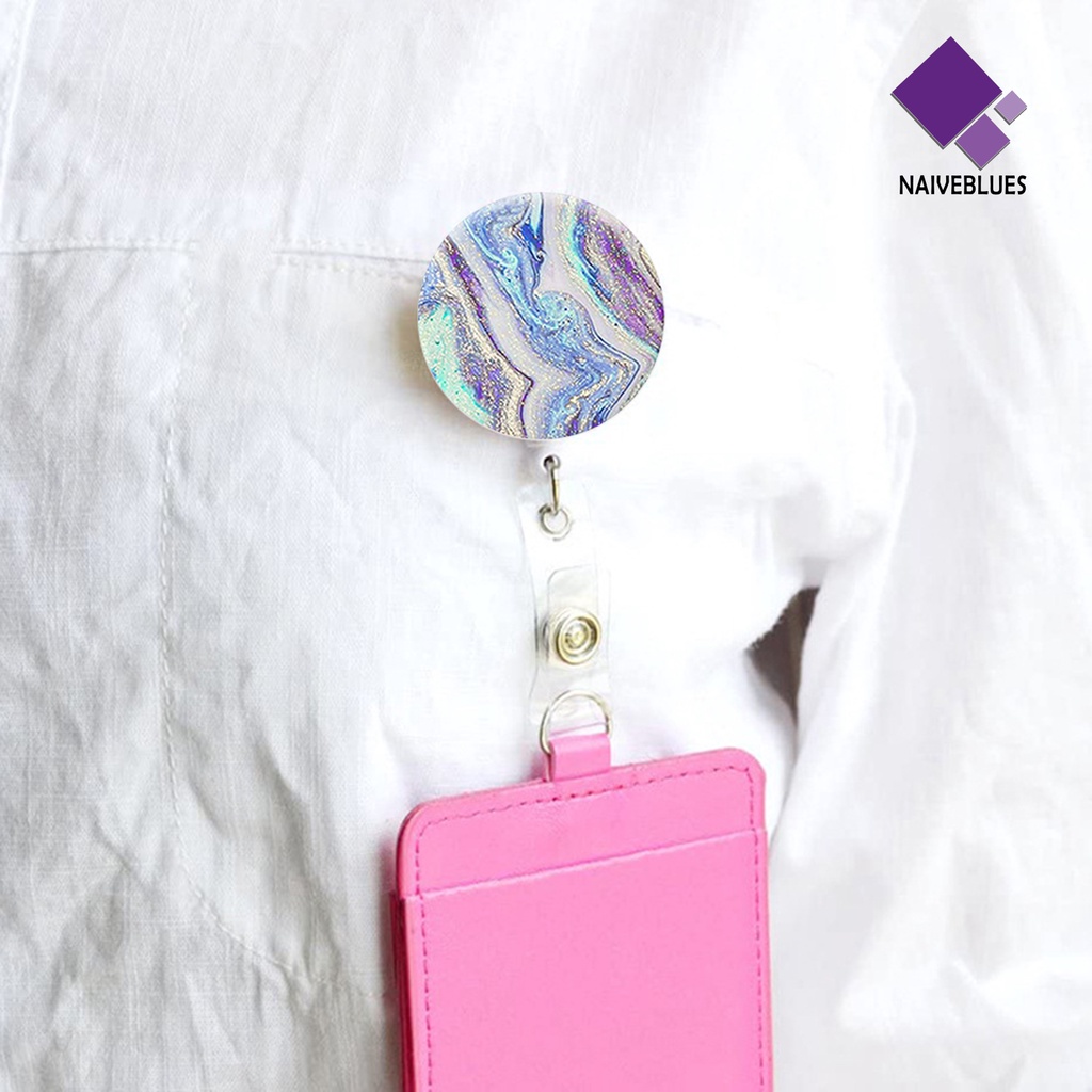 &lt; Naiveblues &gt; Bros Pin Sepuhan Marblizing Butterfly Retractable Lanyard Anti-lost Colorful Work Card ID Name