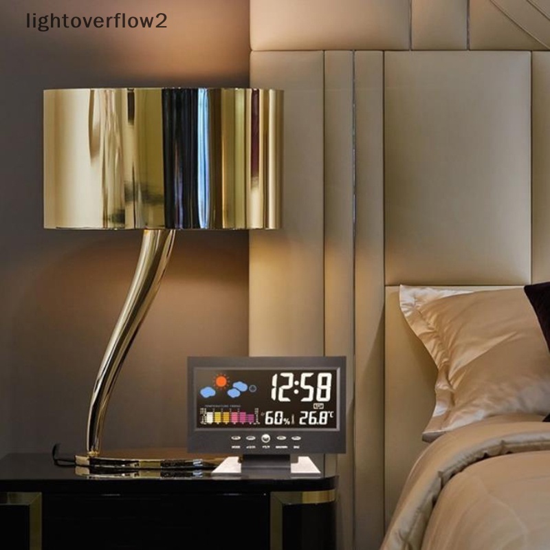 [lightoverflow2] Lcd Layar Warna Digital Backlight Snooze Alarm Clock Weather Forecast Station [ID]