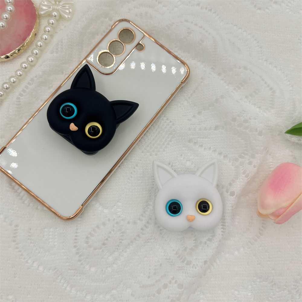 Ins 3D Cute Cat Phone Air Cushion Holder Dengan Cermin Stand Handphone Kartun Portabel