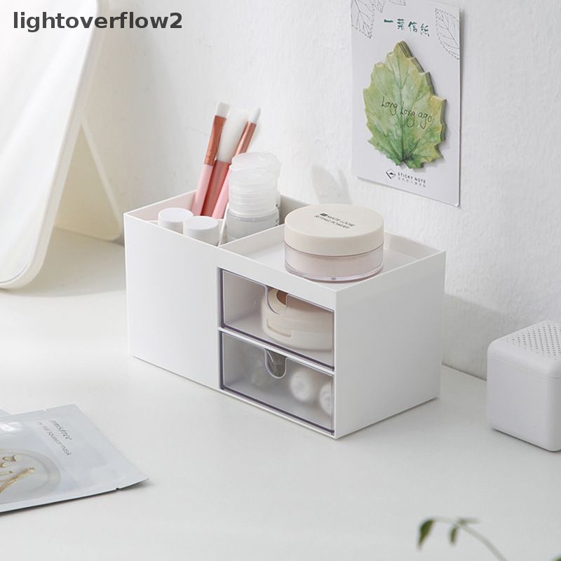 [lightoverflow2] Desktop Drawer Storage Box Novel Kapasitas Besar Desktop Aksesoris al Organizer Box Serba Serbi Kotak Penyimpanan Kosmetik [ID]