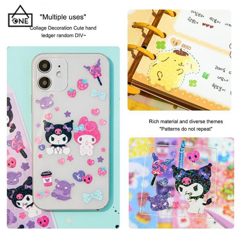 COD❤️Stiker Kuromi Kartun Cinnamoroll Melody Kuromi Pochacco Dog Shiny Sticker Dekorasi-A.one