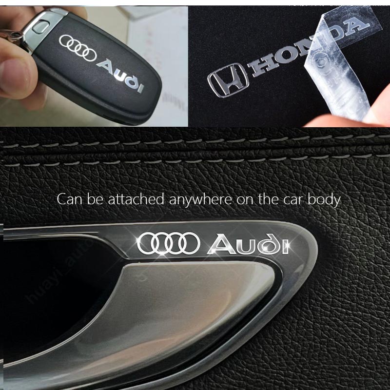 Audi Logo 3D Exterior Metal Sticker Interior Mobil Stiker Hias Spion Jendela Kreatif Stiker Untuk Audi Sline A3 A4 A5 A6 A7 A8 Q2 Q3 Q5 Q7 Q8 Aksesoris