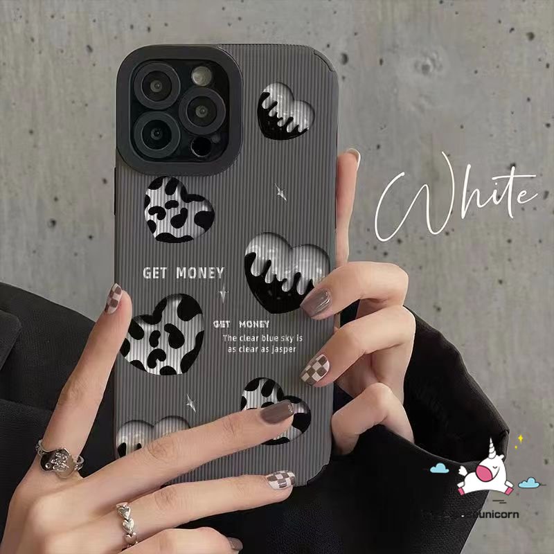 IPHONE Casing Ponsel Mewah Tahan Guncangan Kompatibel Untuk Iphone11 14 12 13 Pro Max7 8 Plus X XR XS MAX 7Plus Retro Fashion Leopard Cinta Hati Bibir Lembut Tpu Silicon Tekstur Kulit Cover