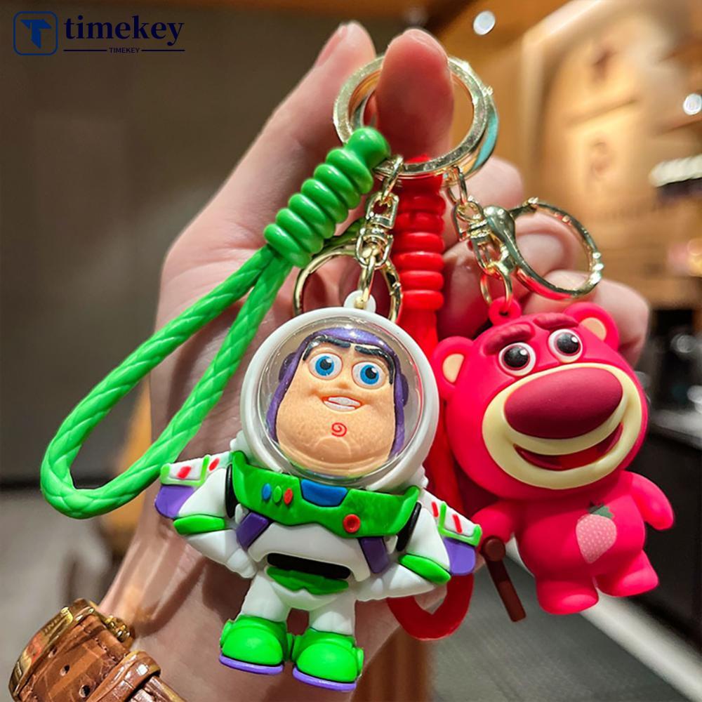 Timekey Kartun Anime Figurine Gantungan Kunci Wanita Pria Kreatif Metal Hewan Anime Keyrings Pasangan Charms Untuk Pesta Ulang Tahun Anak B3I3