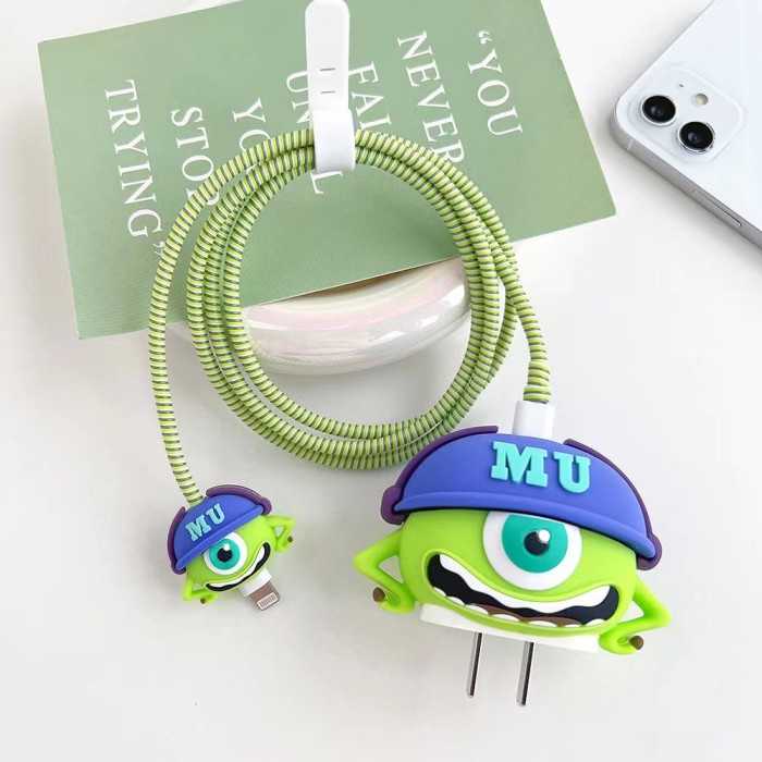 1 SET Silicon 3D Cartoon Case Cover Pelindung Kepala Charger dan Kabel 4in1 18/20W untuk Android dan iPhone Fullset