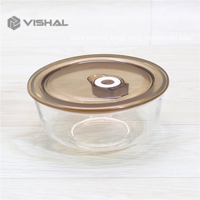 VISHAL Mangkok Kaca Bowl Glass Kimglass 1/2/3 Pcs Crisper Kaca Kotak Makan Siang Tertutup Penutup