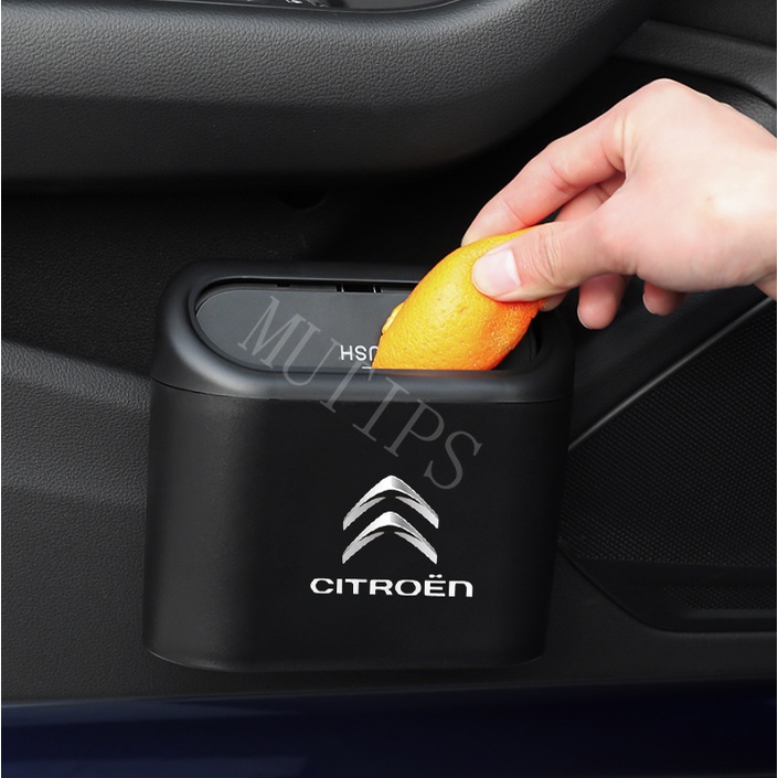 Citroen Tempat Sampah Mini Portabel Mobil Gantung Tutup Flip Dustbin Back Seat Waterproof ABS Kotak Penyimpanan Organizer Untuk Aircross e-c4 DS5 DS7 c3 c4 c5