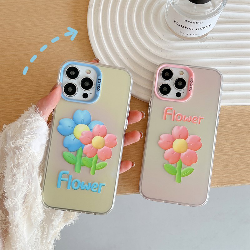 Nice Pink Blue Flower Skin Feel Soft Case HP iP iPhone 12 13 14 Pro Max 11 Woman Girl FTD Casing Apple