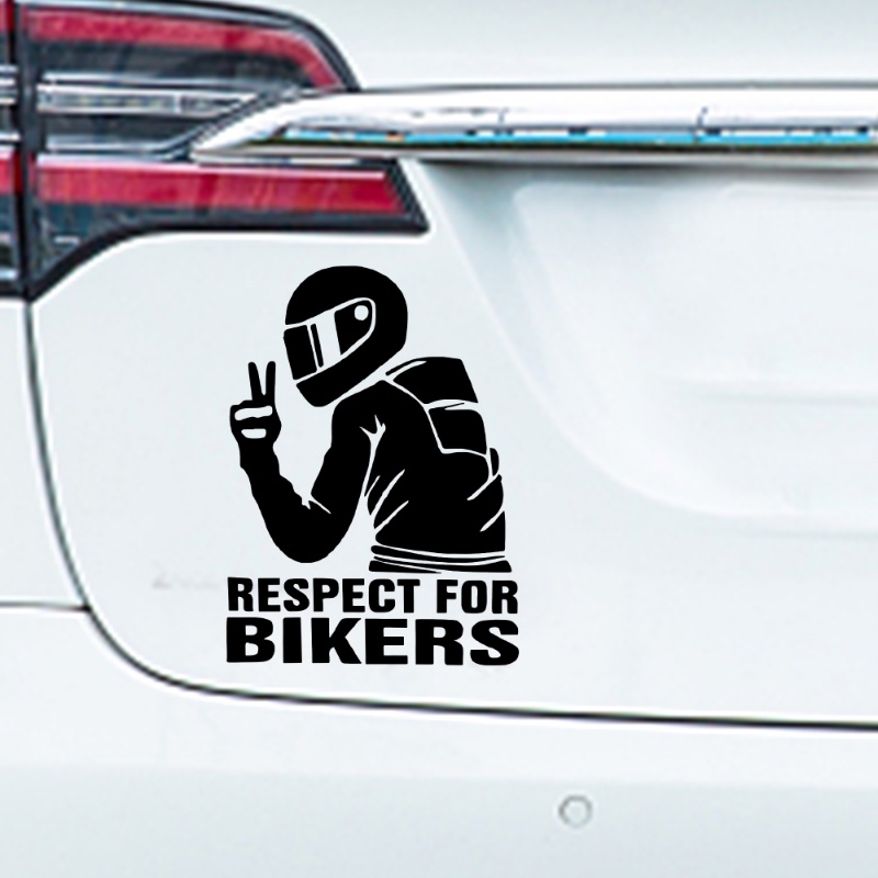 1pc 15 * 11cm Penghormatan BIKERS Motor Mobil Tahan Air Yang Dapat Dilepas Stiker Perekat Diri Reflektif Stiker Dekorasi