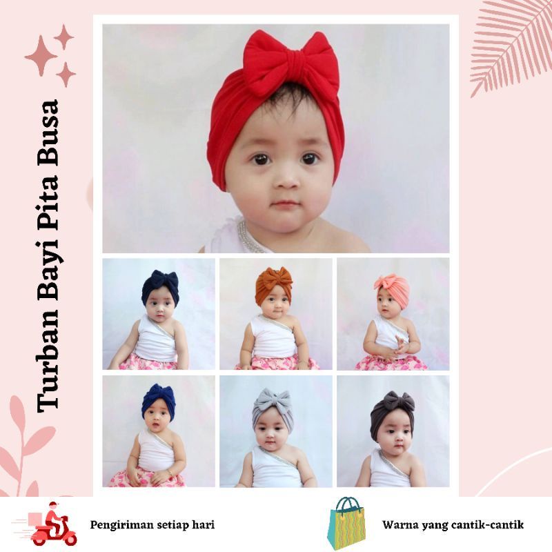 Turban Bayi Pita Busa / ciput baby newborn / topi anak perempuan