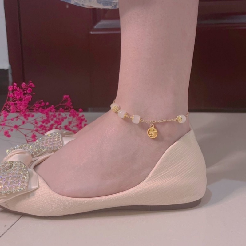 Y2k Sederhana Bell Hati Bintang Liontin Gelang Kaki Fashion Opal Perhiasan Aksesoris