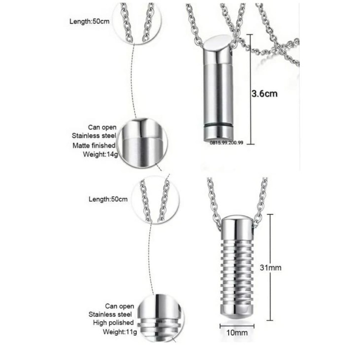 Liontin Tabung Stainless - No.1