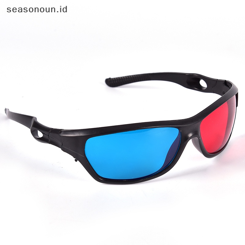 Seasonoun Frame Kacamata 3D Merah Biru Untuk Dimensi Anaglyph Film Game DVD Hitam Kacamata 3D Merah Biru Frame Hitam 5x Untuk DVD Game Film Anaglyph Dimensi Gelas 3D Merah Biru New