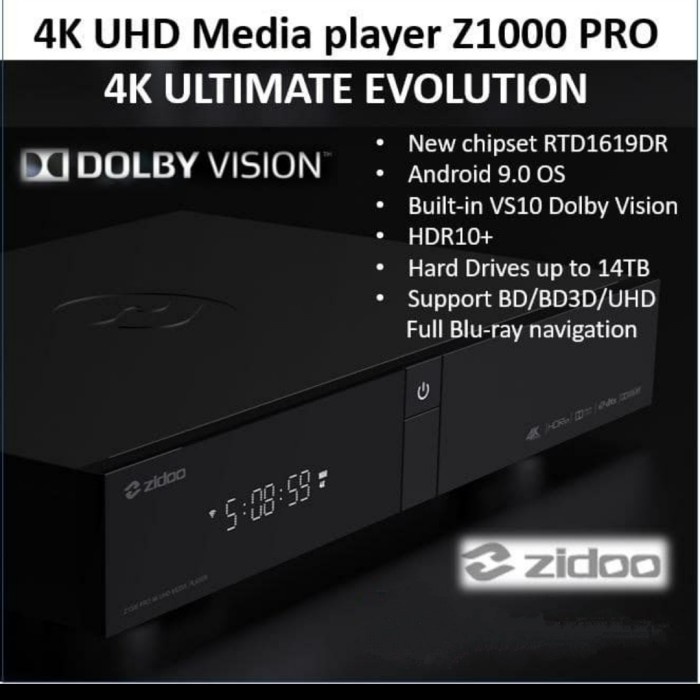 Zidoo Z1000 Pro 4K UHD Media Player Dolby Vision HDR10+ Realtek RTD1619DR
