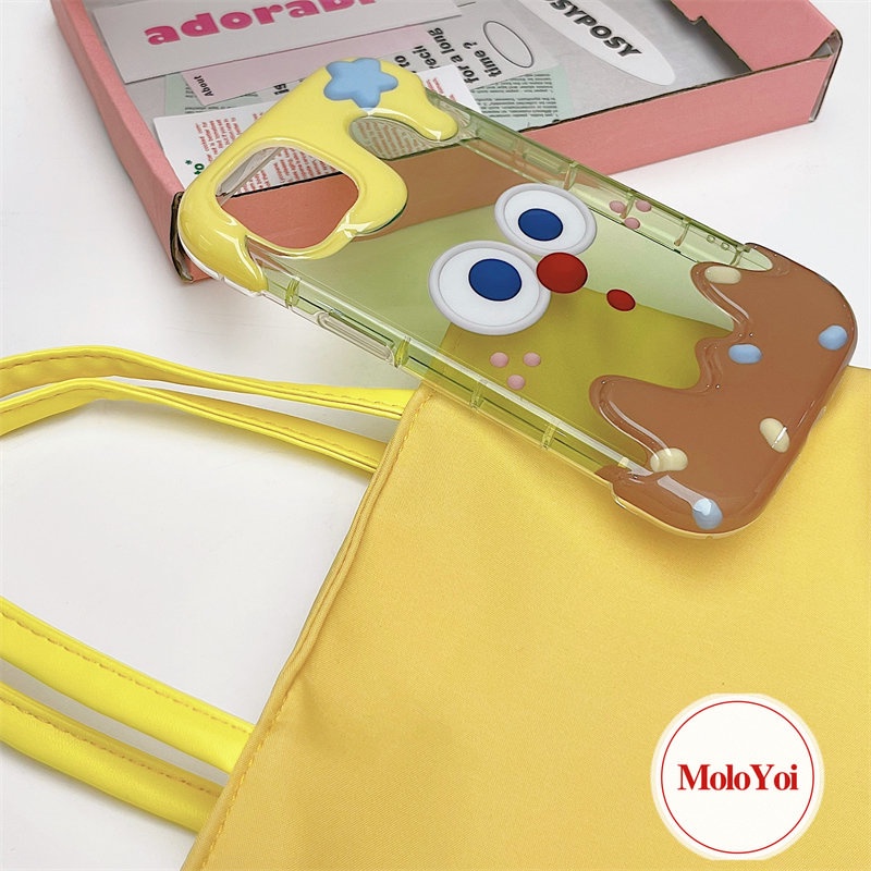 Casing Silikon Lembut Es Krim 3D Estetik Korea Kompatibel Untuk IPhone XR XS X Max 8Plus 7Plus 14 12 13 11 Pro Max8 7 Plus SE 2020 Kartun Pasangan Ekspresi Lucu Imut Penutup Belakang