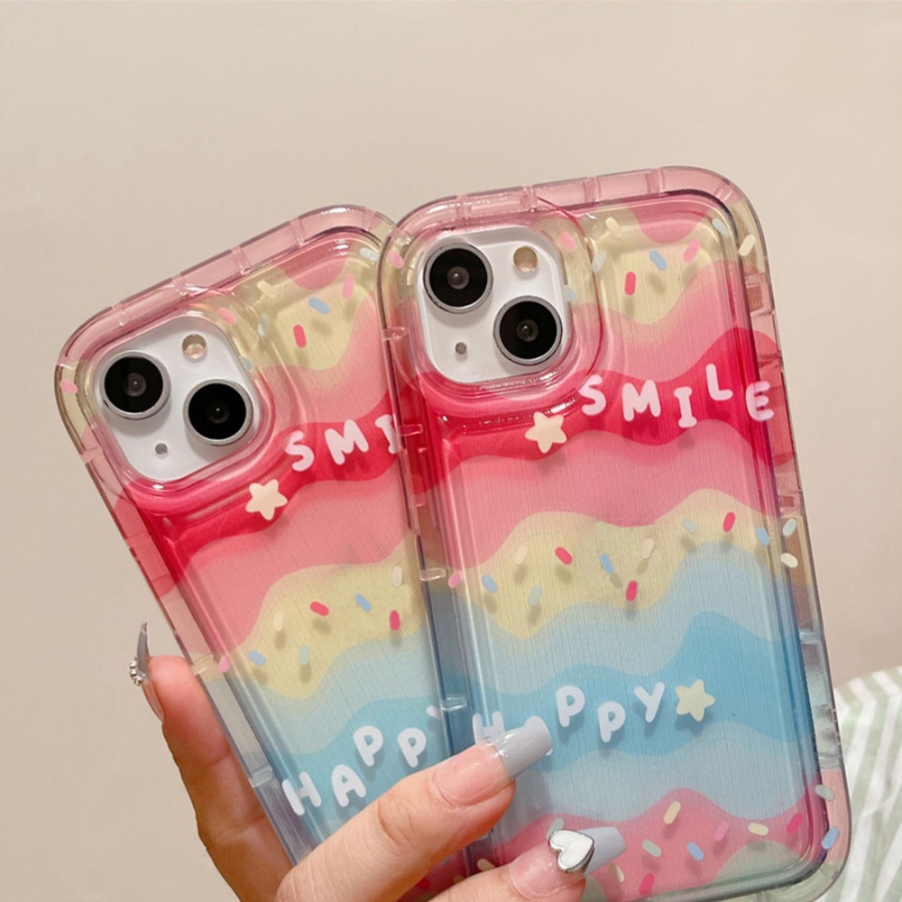 IPHONE Case Telepon Garis Gelombang Warna Kompatibel Untuk Iphone7Plus8Plus6Plus11 14 13 12 Pro MAX XR X XS MAX SE Airbag Shockproof Cover