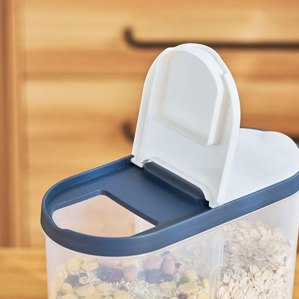 [Elegan] Food Canister Sereal Mie Kedap Udara Transparan Dapur Plastik Organizer Kaleng Tetap Segar Toples