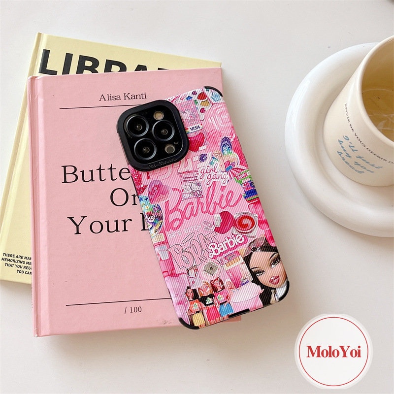 IPHONE Casing Ponsel Silikon Tahan Guncangan Pretty Princess Barbie Kartun Lucu Untuk Iphone11 13 14 12 Pro Max7 8 Plus 11 Pro Max XR X XS Max 7Plus Tekstur Kulit Mewah Soft Cover