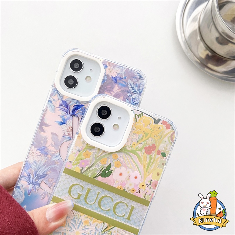 IPHONE Casing Kompatibel Untuk Iphone14 13 12 11 Pro Max X Xr Xs Max8 7 Plus SE Kualitas Tinggi Mewah Merek Fashion Ponsel Case Pelindung Lensa Anti Gores TPU Silicone Case Cover Pelindung