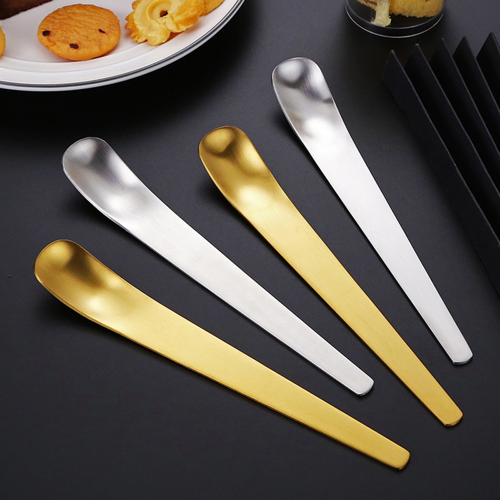 High Quality Stainless Steel Spoon Gold+silver Sendok Pengaduk Kopi Meja Dessert Alat Makan Sendok M/L
