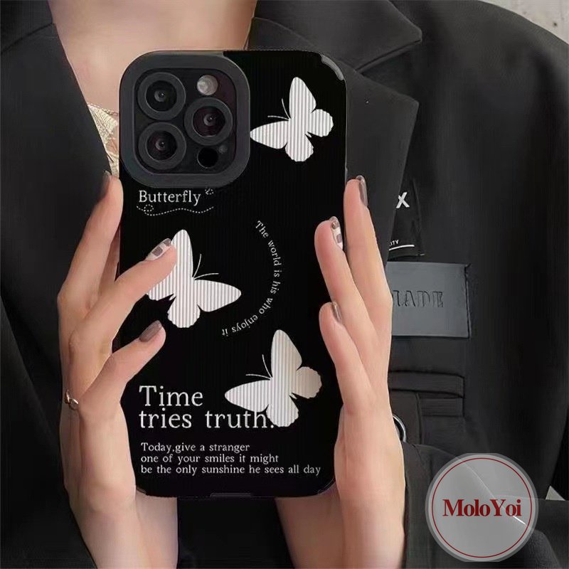 Casing Tekstur Kulit Mewah Kompatibel Untuk IPhone XR XS X Max 11 Pro Max 7Plus 11 12 13 14 Pro Max8 7 Plus Shockproof Soft Tpu Retro Fantasy Butterfly Phone Cover