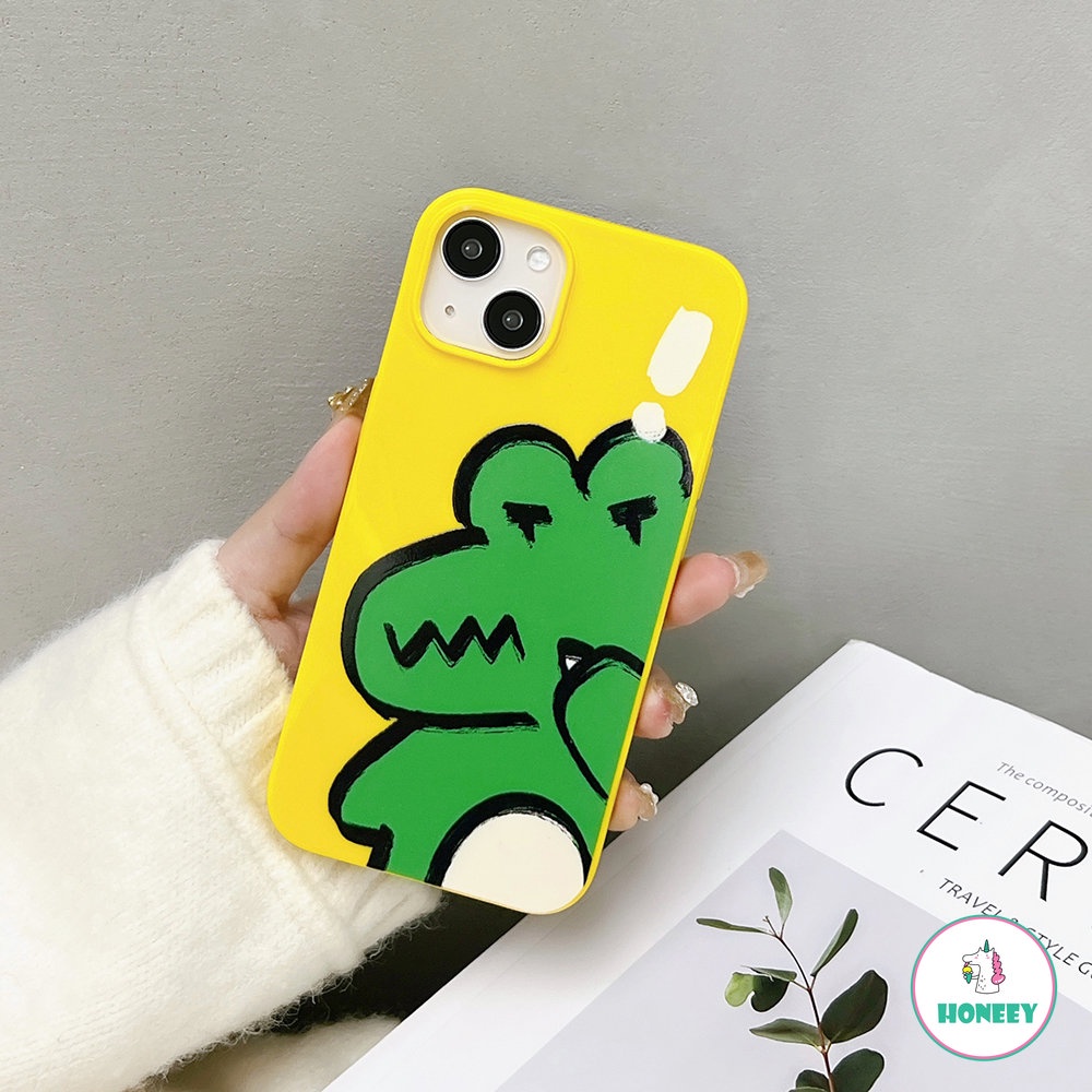 Casing Buaya Graffiti Lucu Untuk iPhone 11 Pro Max12 13 14 Pro Max7 8 Plus XS XR Fashion Glossy Lembut TPU Ponsel Penutup Belakang