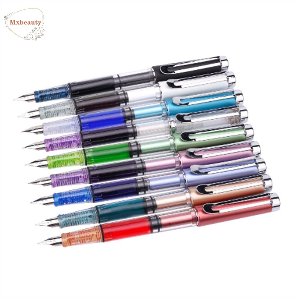 Mxbeauty Fountain Pen Siswa Lukisan EF Nib Transparan Kapasitas Besar Bisnis Tulisan Pulpen