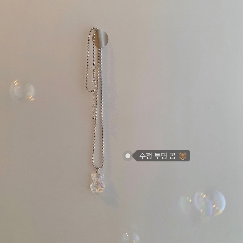 Kalung Beruang Musim Panas Beruang Transparan Desain Niche Gaya Baru Perempuan Jepang Korea Manis Keren Klavikula Rantai ins Necklace