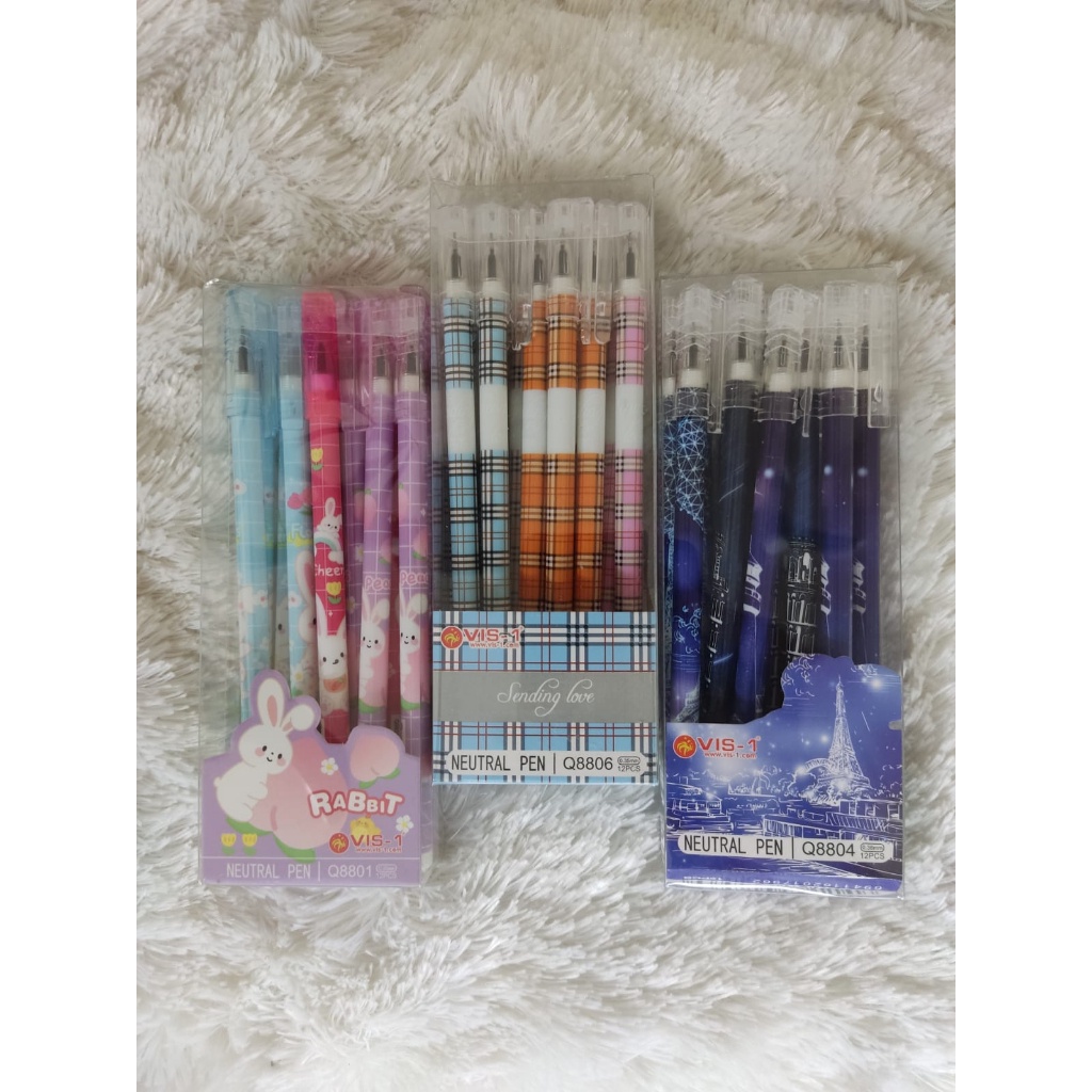 

Pulpen Gel Neutral VIS-1 Hitam Q8804/8806/8801 (0.38/0.35 mm)