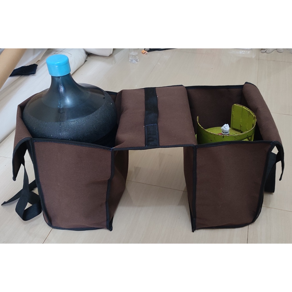 [LEOLA] Tas Motor Kurir Kanvas Terpal Muatan Galon Gas Tas Obrok Bronjong Ronjot Sales