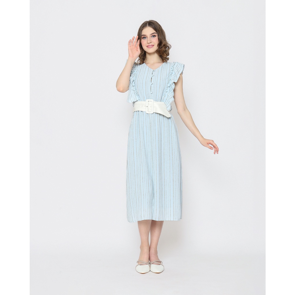 Khakikakiku Waves Dress Blue Strip