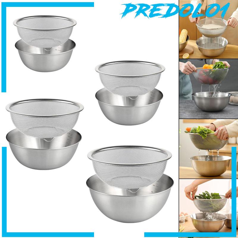 [Predolo1] 2buah Colander Bahan Stainless Steel 304buah Dengan Mixing Bowl Untuk Buah