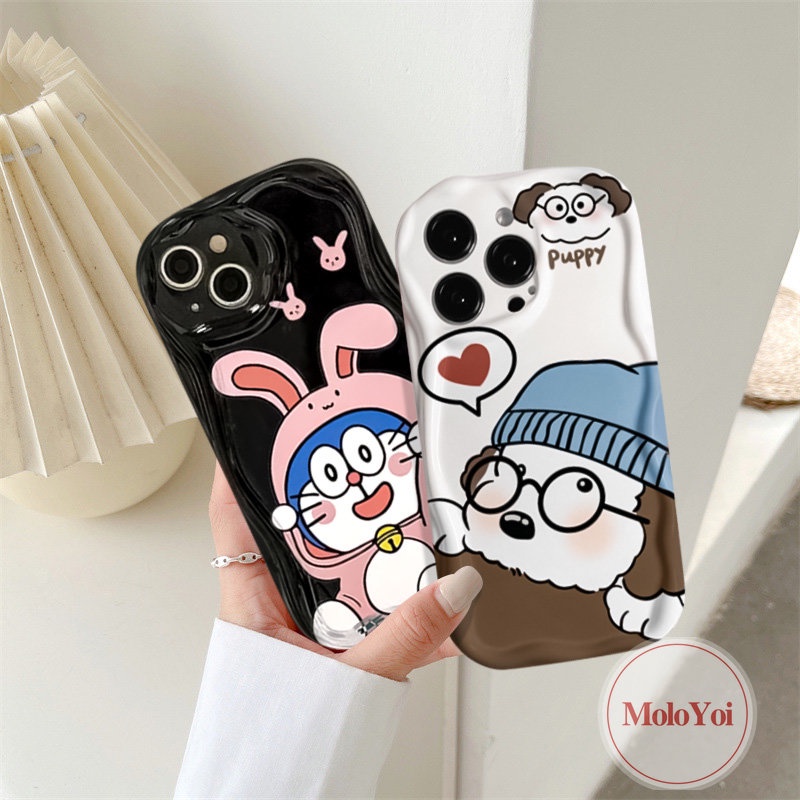 Cute Puppy Soft Tpu Couple Back Case Kompatibel Untuk iPhone XR XS X Max 8Plus 7 6s 8 6 Plus 11 14 13 12 Pro Max 7Plus SE 2020 Kartun Lucu Doraemon Kelinci Ponsel Cover