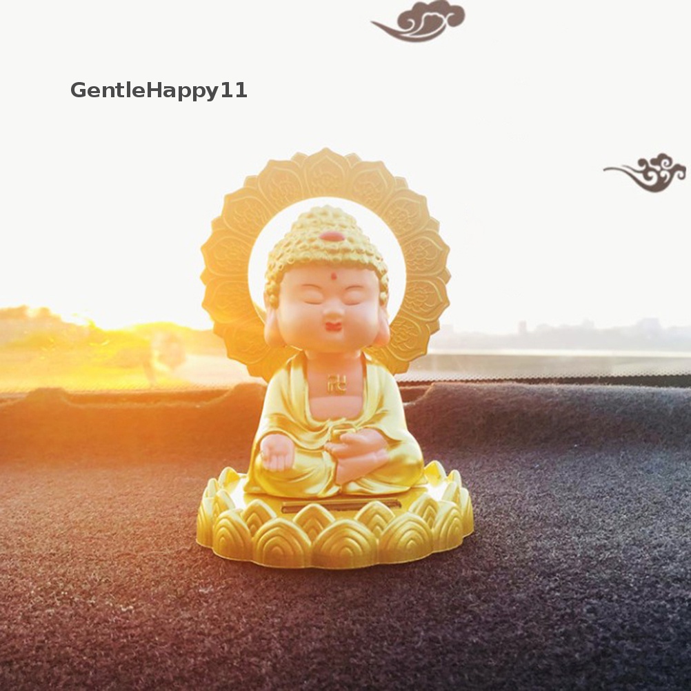 Gentlehappy Solar Nodding Patung Buddha Maskot Dekorasi Interior Mobil Rumah Keberuntungan Tathagata Feng Shui Kerajinan Hias id