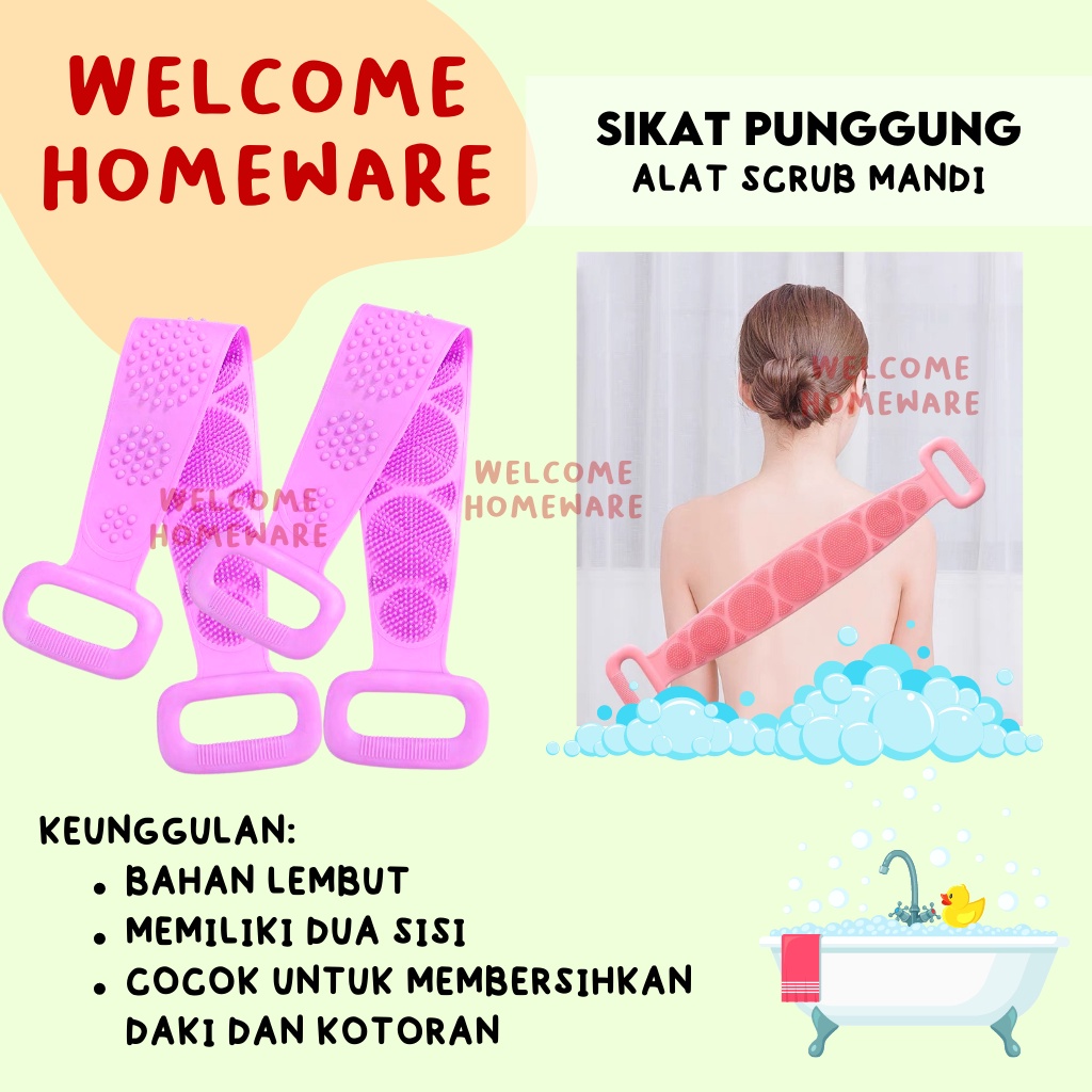 Sikat Punggung Silikon Shower Alat Mandi Scrub Badan Gosok Spons