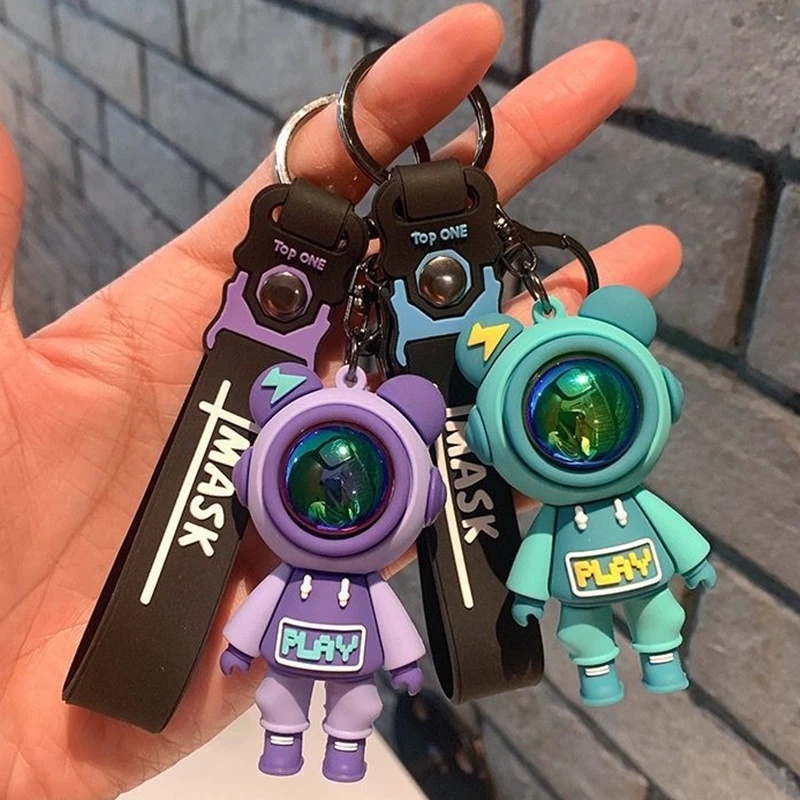 Kartun Planet Astronot Gantungan Kunci/Indah Robot Beruang Kelinci Key Rings Pendant/Kreatif Tas Pesona Aksesoris