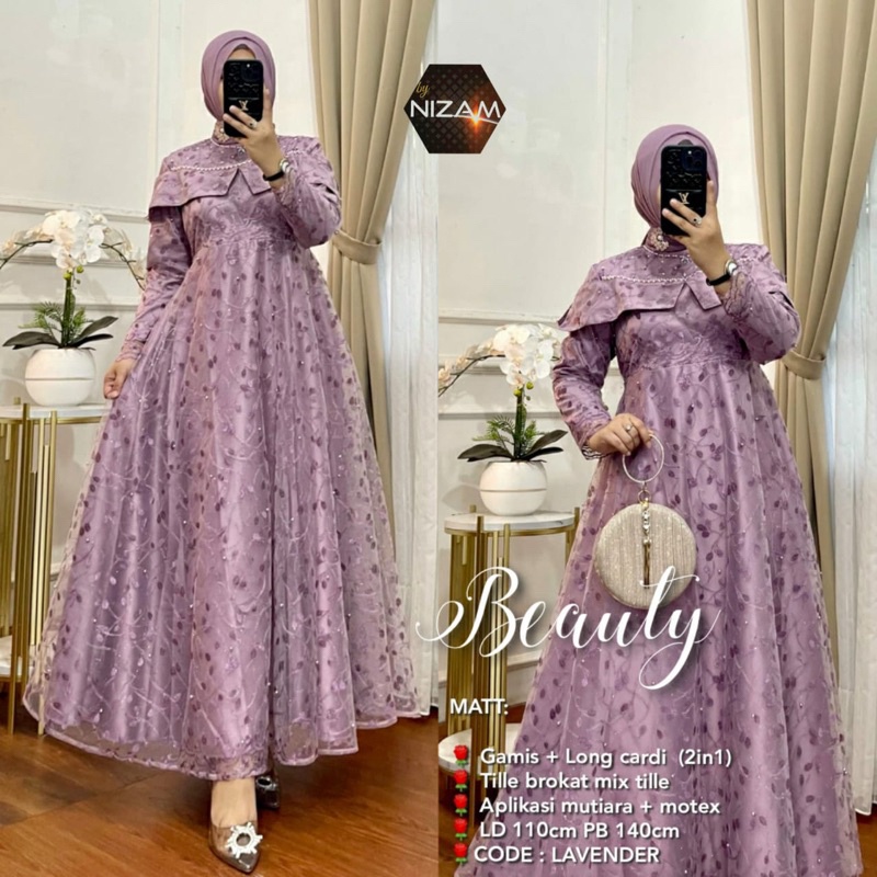 BEAUTY Dress By NIZAM | Ld110, Gamis+Long Cardi