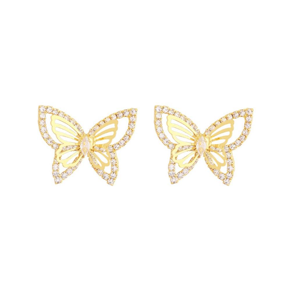 Mxbeauty Anting Kupu-Kupu Retro Sederhana Trendi Desain Niche Hadiah Gadis Alloy Zirkon Stud Earring