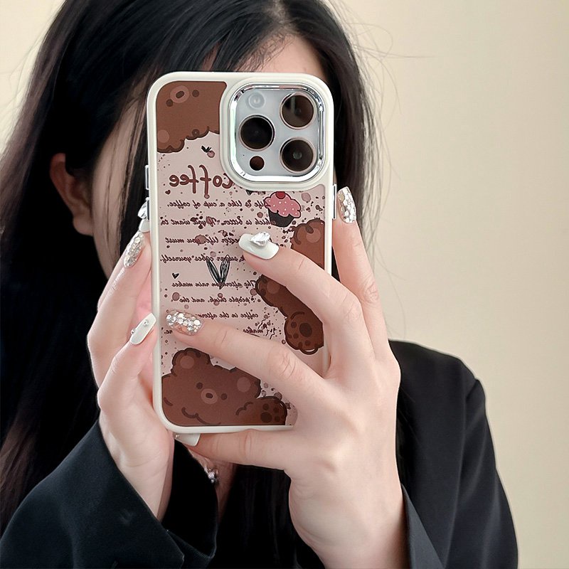 Brown Coffee Bear Soft Silicon Case HP iP iPhone 12 13 14 Pro Max 11 Girl Woman FTD Casing Apple